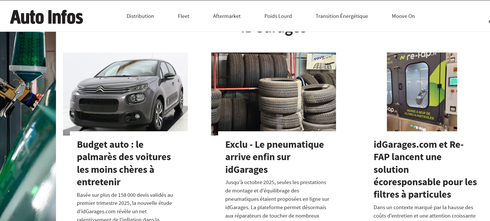 Re-FAP visible sur la page IDGarages du site Auto-Infos